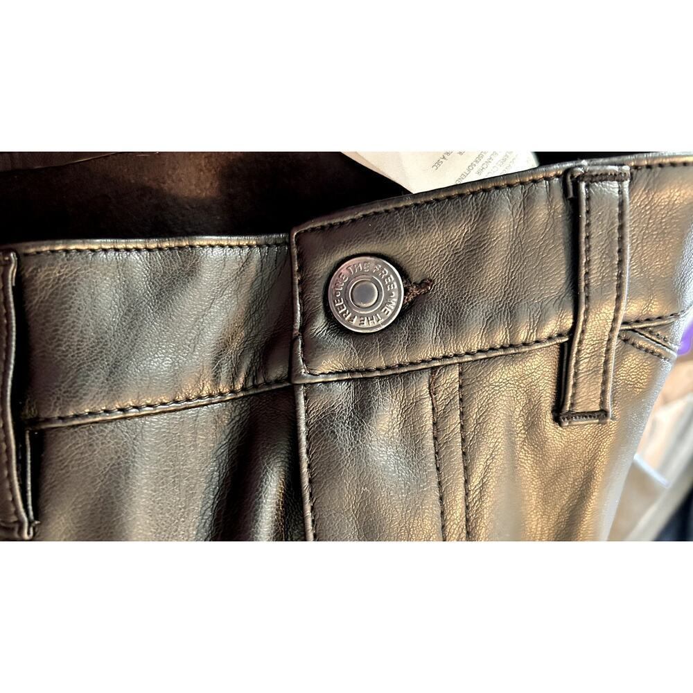 Free People Black Faux Leather‎ Pants with Button Zipper Closure Size 4 - Picture 2 of 6